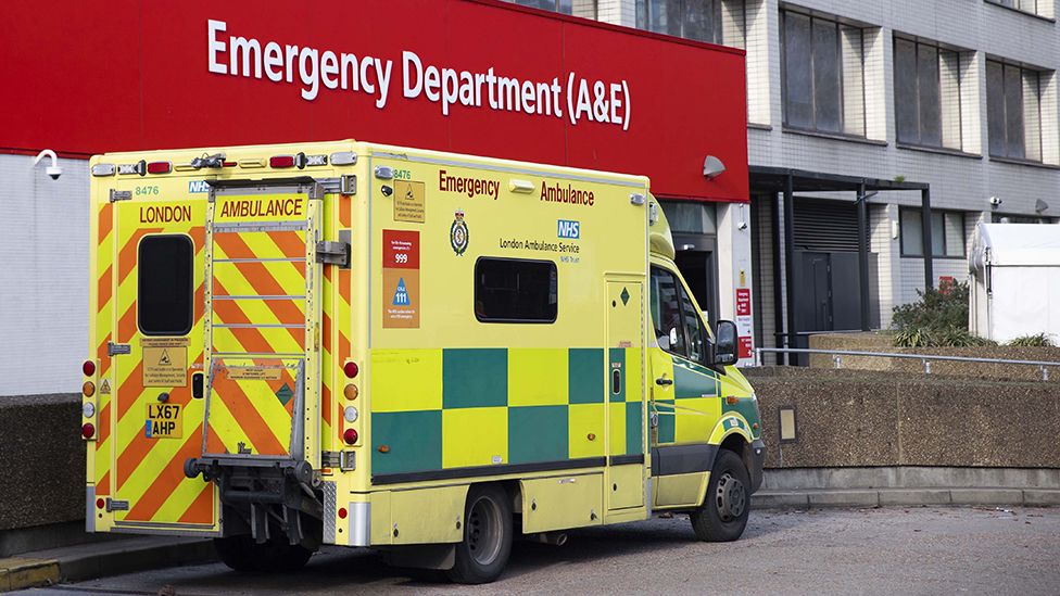 An ambulance waits outside A&E