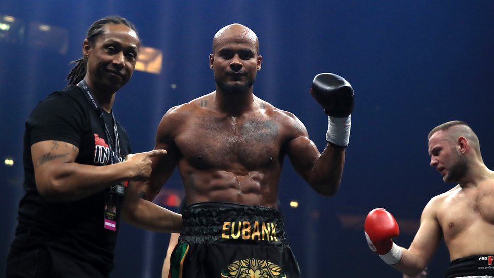 Sebastian Eubank during his bout against Kamil Kulczvk in a Light Heavyweight contest at the Manchester Arena