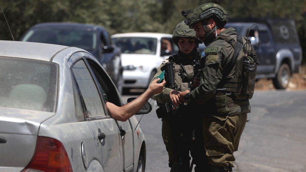 Israeli forces close all entrances and exits to Burqa due to tensions between Palestinians and Jewish settlers in Burqa village of Ramallah, West Bank