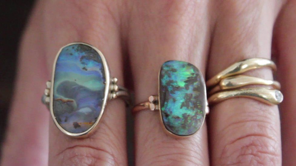 Rings made from opals