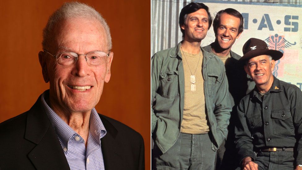 Gene Reynolds in 2009 and Mash stars Alan Alda, Mike Farrell and Harry Morgan in 1975