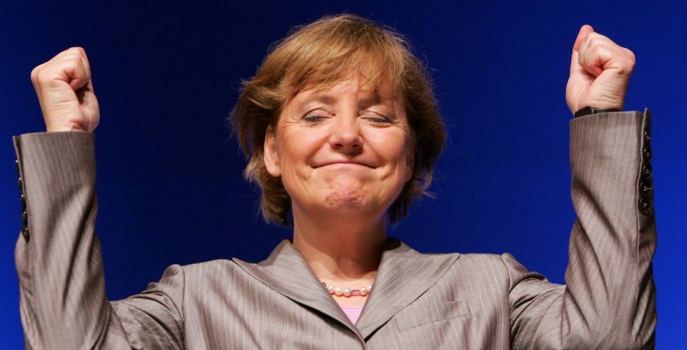 Angela Merkel, head of the opposition Christian Democrats, the CDU, speaks at the Lower Saxony Christian Democratic Party's annual general meeting on July 9, 2005 in Emden, Germany