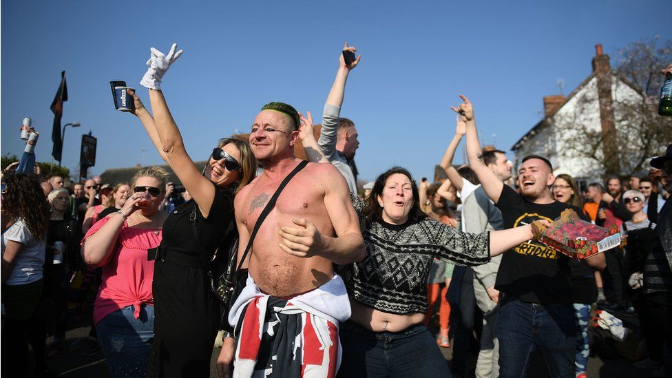 Fans dancing at Keith Flint's funeral