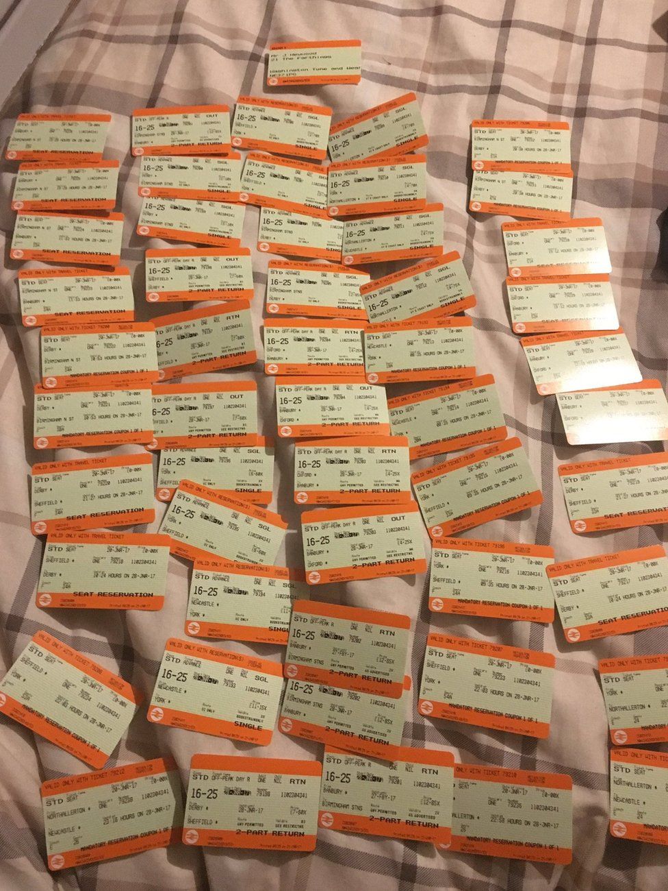 More than 50 tickets for Mr Heywood's rail journey