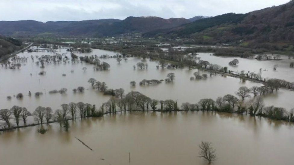 An aerial view over Llanrwst