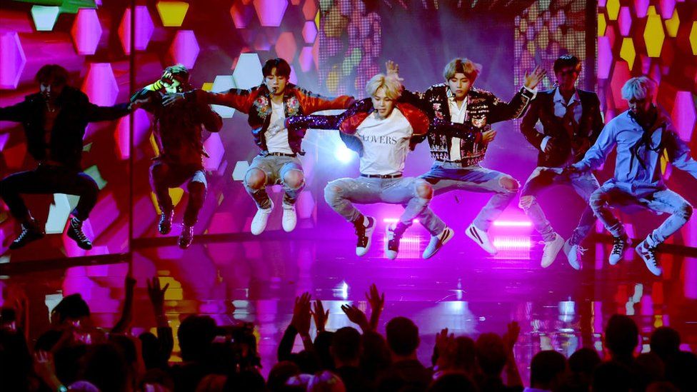 BTS dancing onstage