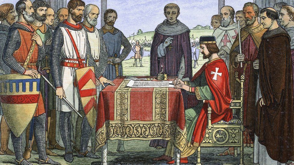 King John signs the Great Charter, as painted by James William Edmund Doyle in 1864