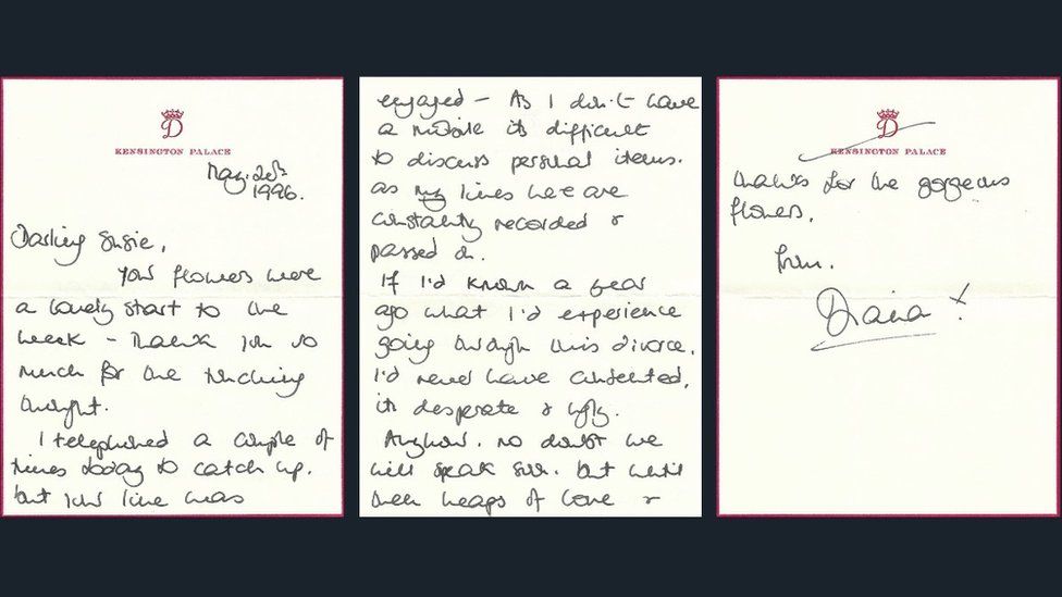 A letter written by Princess Diana