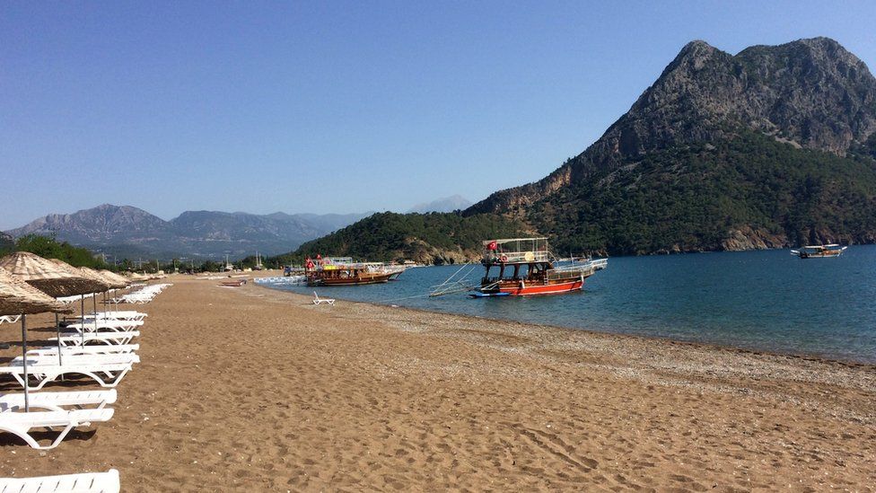 Boats wait for tourists in Adrasan in the Olympos area, about 100km west of Antalya, Turkey, 1 June