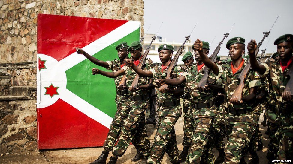 Burundi soldiers march during the celebrations of the country’s independence on 1 July. After a media crackdown by authorities, journalists have found new ways of getting news out online