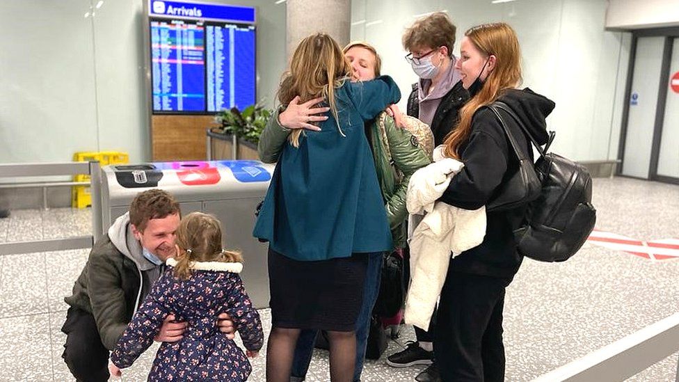 Ukrainian family reunion at Bristol Airport