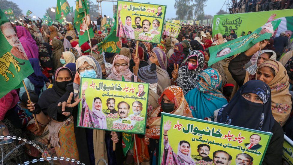 Supporters of the Pakistan Muslim League Nawaz, or PML-N
