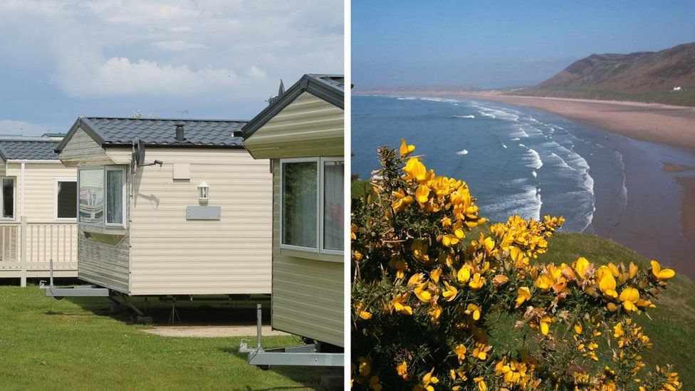 Call for 'sympathetic' greencoloured Gower caravans BBC News