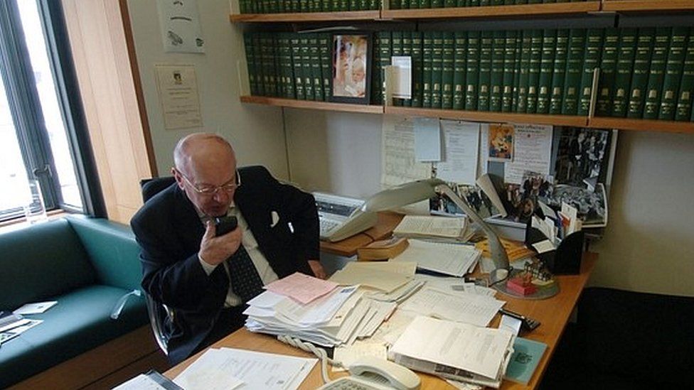 Teddy Taylor in his Commons office in 2005
