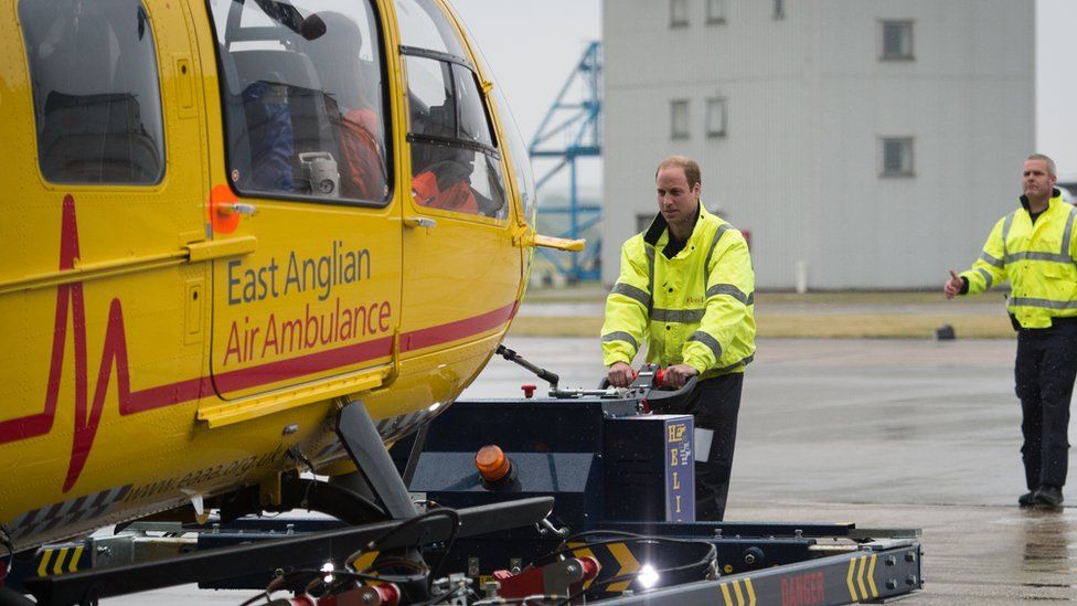 Prince William prepares his helicopter