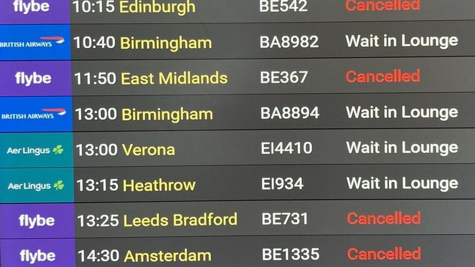 Belfast City Airport departures board