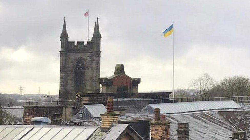 Flag flying in Stoke-on-Trent