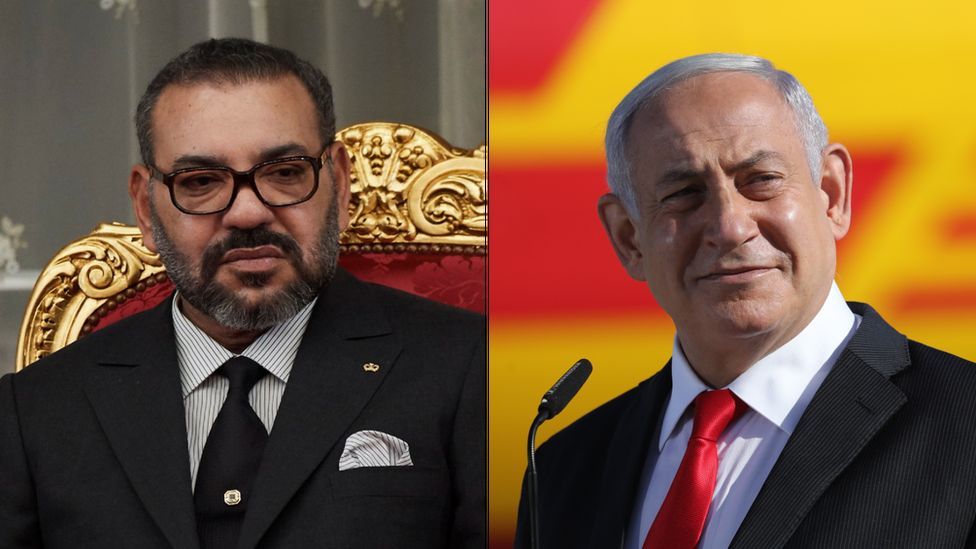 A composite image of King Mohammed VI of Morocco and Israel's Benjamin Netanyahu