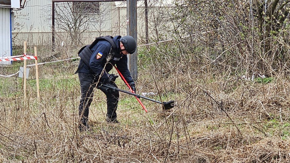 A man clearing mines in Ukraine