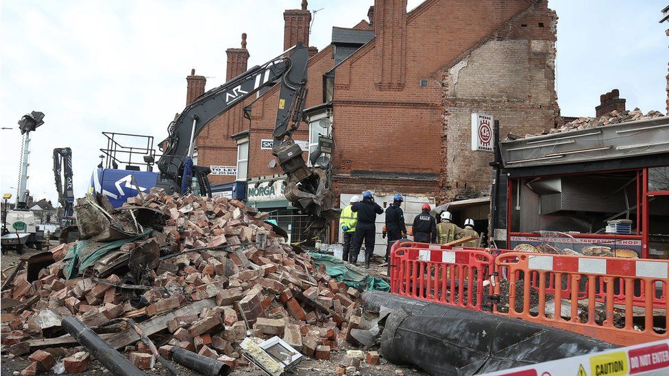 Aftermath of Hinckley Road shop blast