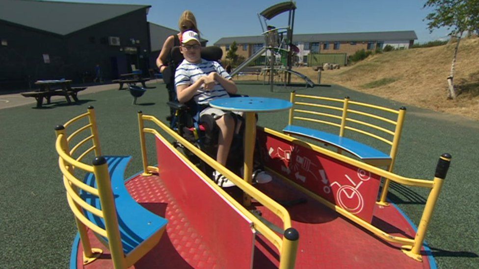 Lynsey Summer and 14-year-old son Jacob can use his school's playground on Saturdays