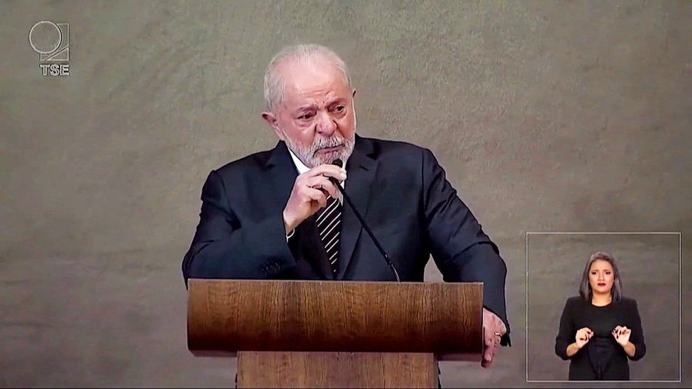 President Luiz Inacio Lula da Silva speaks at a ceremony