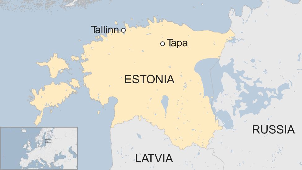 Map of Tallinn and Tapa in Estonia