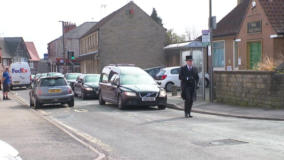 Freda Walker funeral procession through town