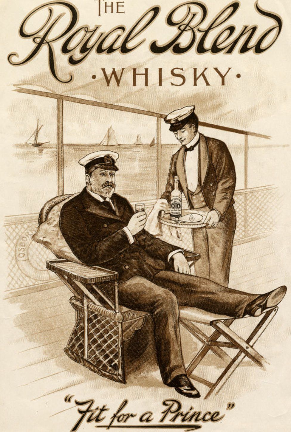 Whisky advert for Royal Blend Whisky c.1890-1900.