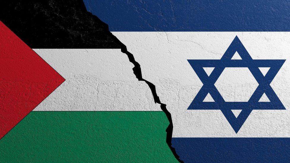 Palestinian and Israeli flags