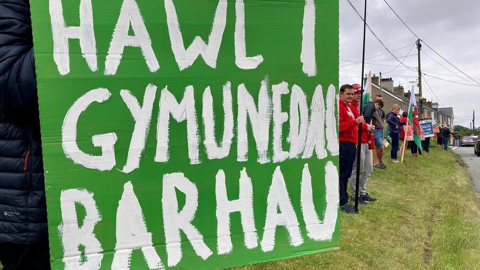 Protestors against second homes in Wales