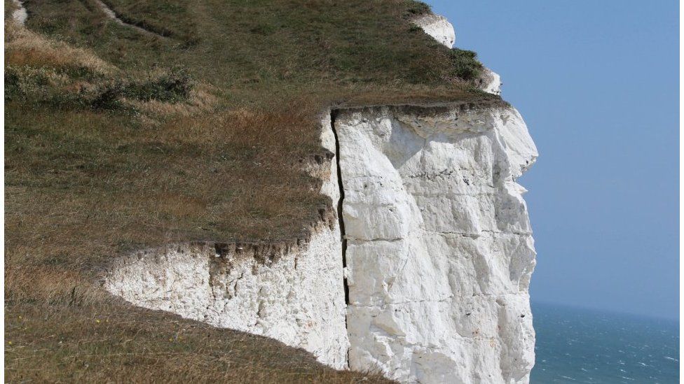A crack in the cliff at Seaford Head