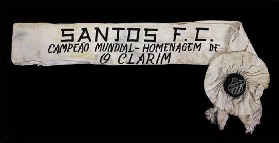 A sash awarded to Pele for winning the 1962 World Club Championship with Santos