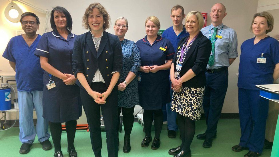 Victoria Atkins with staff at Louth Hospital