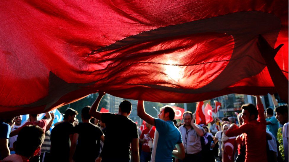 People in Ankara protest against the attempted coup