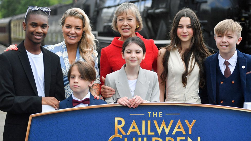 KJ Aikens, Sheridan Smith, Zac Cudby, Jenny Agutter, Eden Hamilton, Beau Gadson and Austin Haynes attend the World Premiere of The Railway Children Return at Oakworth Station