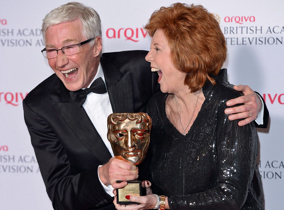 Cilla Black gets presented with the Special Award by Paul O'Grady, at the Arqiva British Academy Television Awards held at the Theatre Royal on May 18, 2014 in London, England