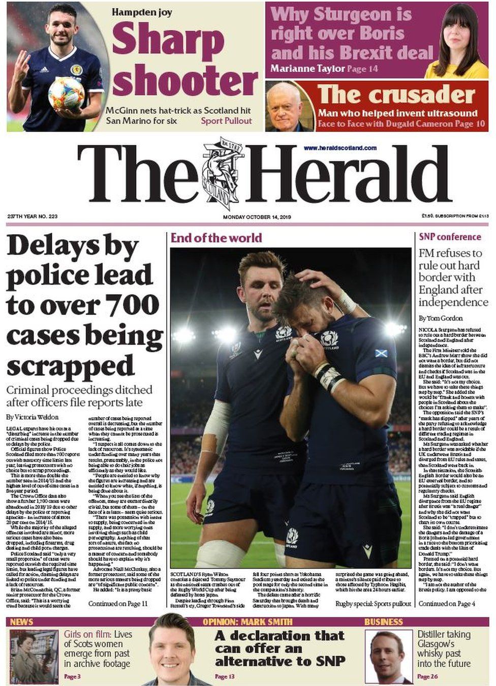 Scotland's papers: 'Disturbing' rise in dropped criminal cases - BBC News