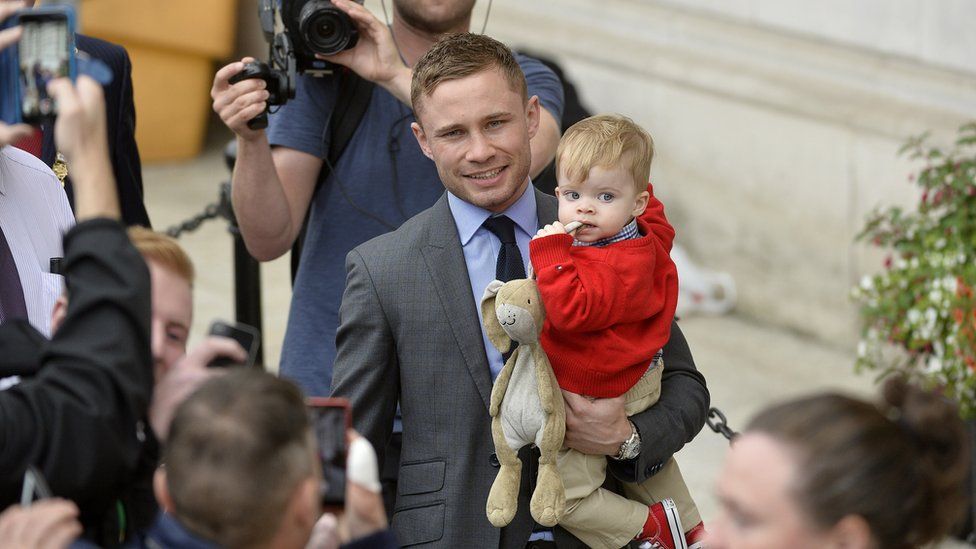 Carl Frampton with his son