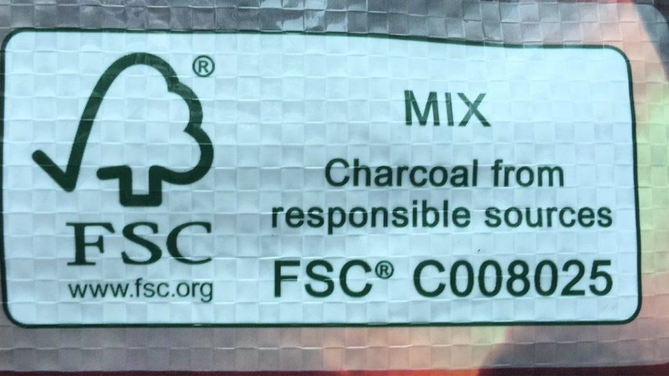FSC logo on a bag of charcoal