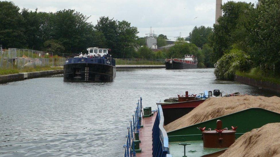Barges carrying goods