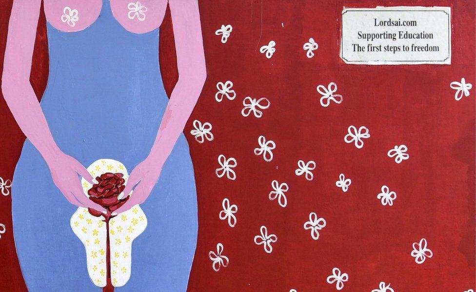 A wall painting about menstruation in Guwahati on May 28, 2019