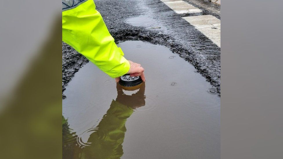 The damaged road