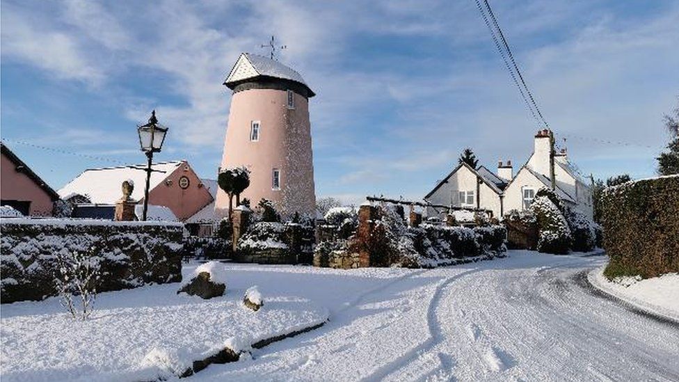 Village of Shareshill, Staffordshire in the snow