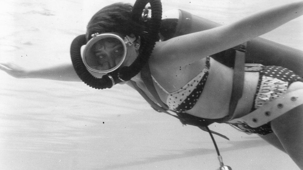 Female diver swimming