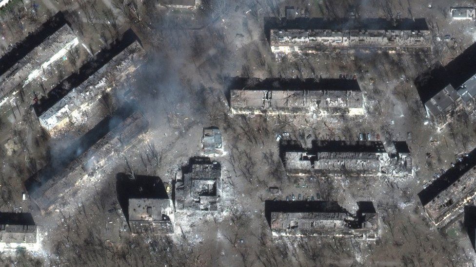 Residential buildings destroyed by Russian shelling