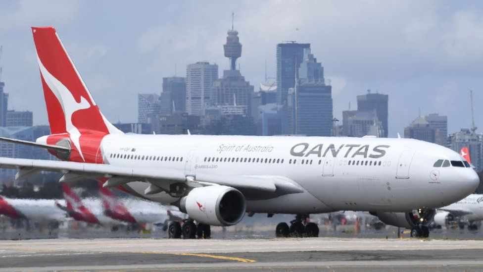 A Qantas aircraft at Sydney Airport
