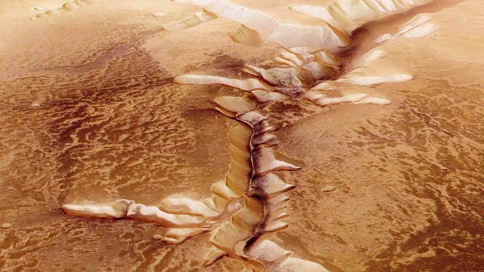 Handout image from European Space Agency (ESA) shows a water region in Mars, pictured in 2005