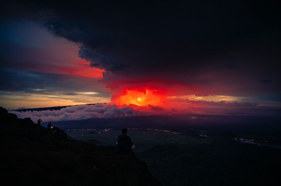 Mauna Loa Volcano erupts on November 28, 2022 on the Island of Hawaii.