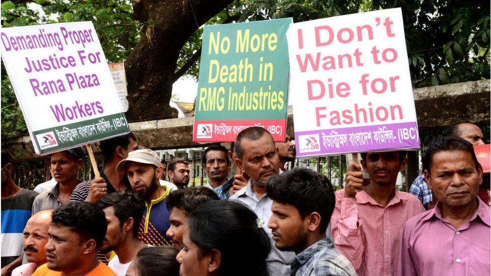 Activists demanding a safe workplace for garments workers in Dhaka, Bangladesh